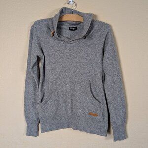 LOREAK MENDIAN Wool Sweatshirt Men's S Shawl Neck Kangaroo Pocket Winter Hiking